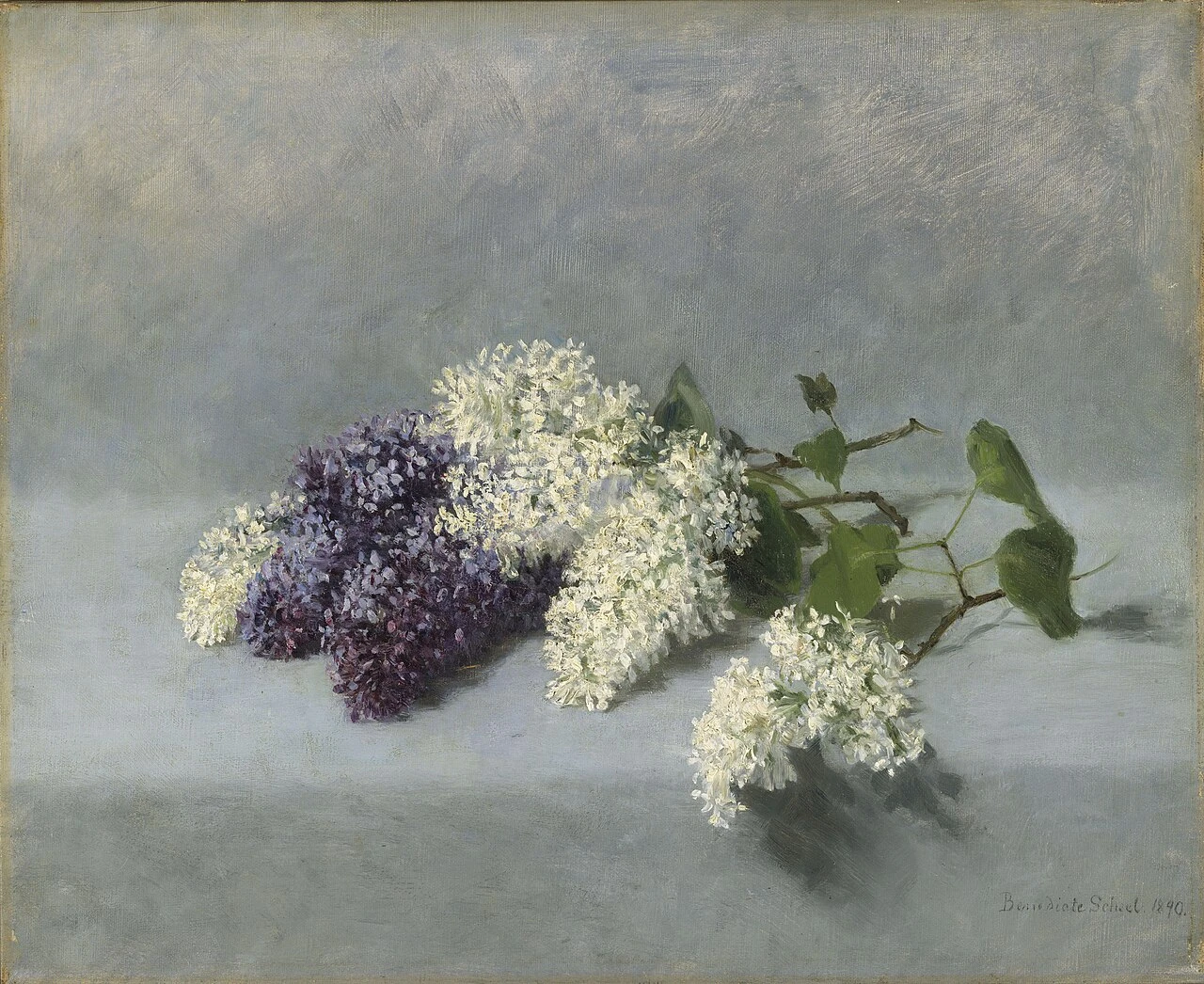 1851-Benedicte Scheel - Natura morta con lillà